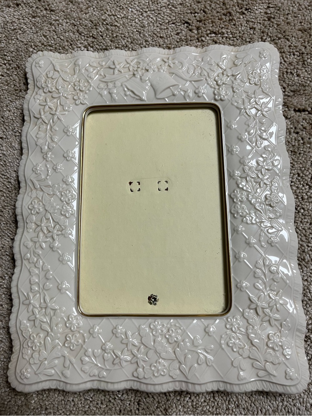 Lenox White Floral Embossed Ceramic Picture Frame